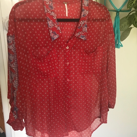 Free People Button down flowy shirt - Picture 1 of 5